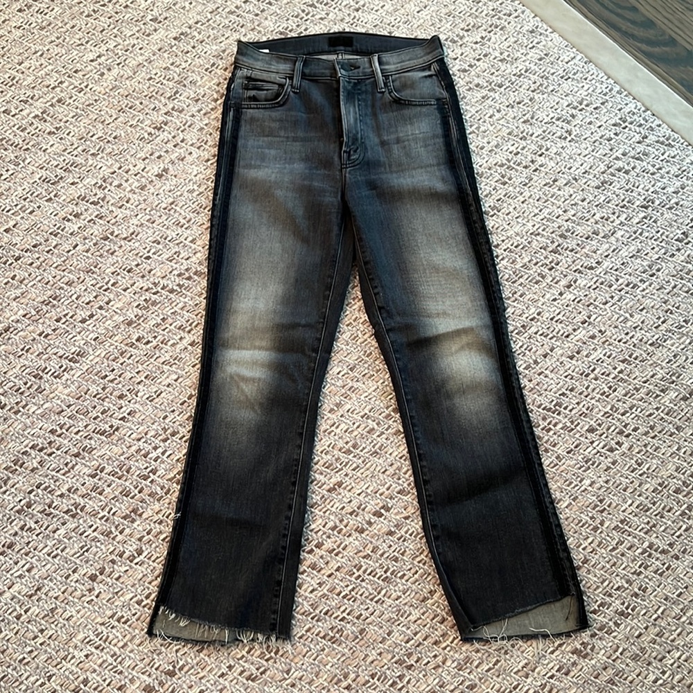Mother Denim, black, step fray, crop jeans